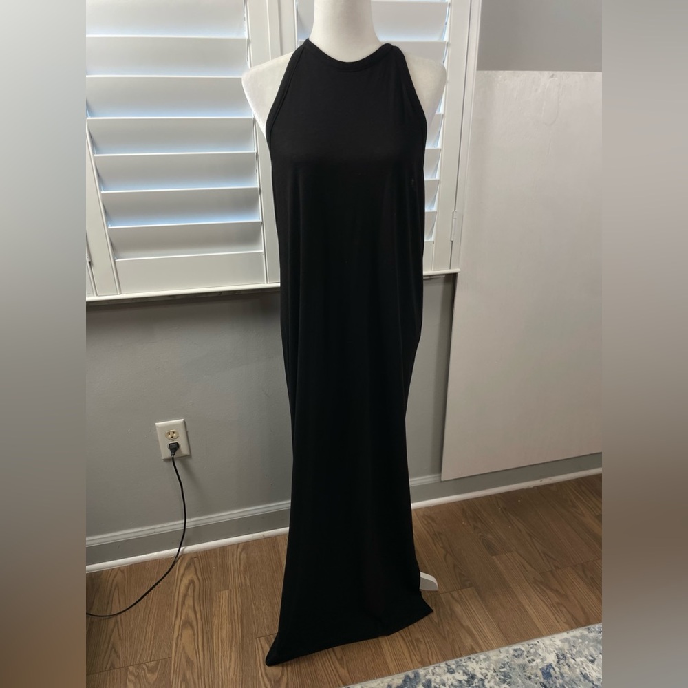 Theory Black Cotton Modal Halter Tank Maxi Long Dress Soft Relax
Style Classic‎